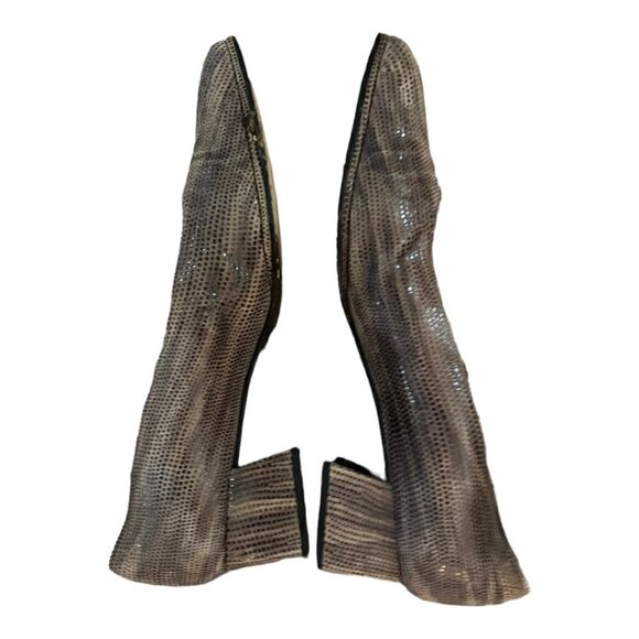 Stuart Weitzman Suede Block Toe Heel Shoes Y2K Pumps Women's 8AA - Picture 3 of 6